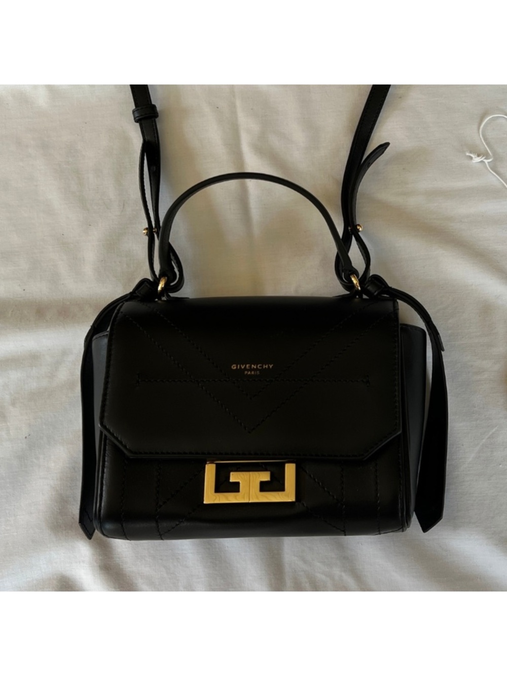 Givenchy Eden Mini Two Way Leather Crossbody Box Bag with Gold Tone Hardware